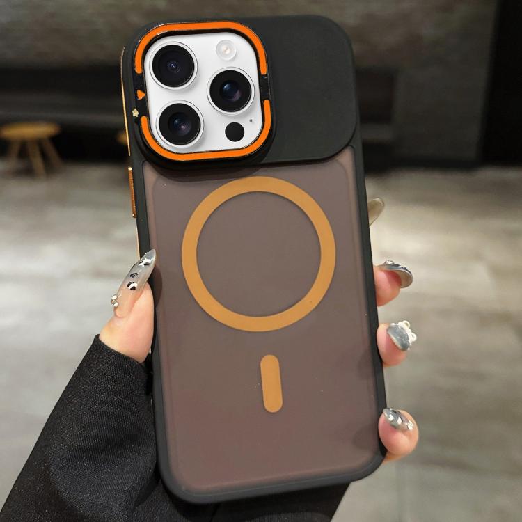 For iPhone 16 Pro Max Skin Feel Frosted Metal Lens Holder MagSafe Magnetic Phone Case