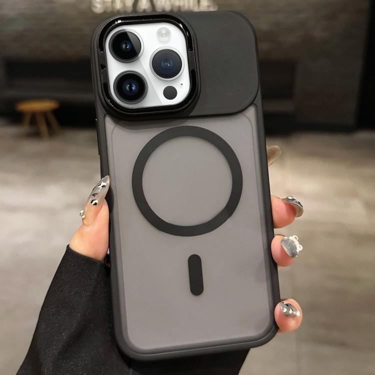 For iPhone 14 Pro Max Skin Feel Frosted Metal Lens Holder MagSafe Magnetic Phone Case