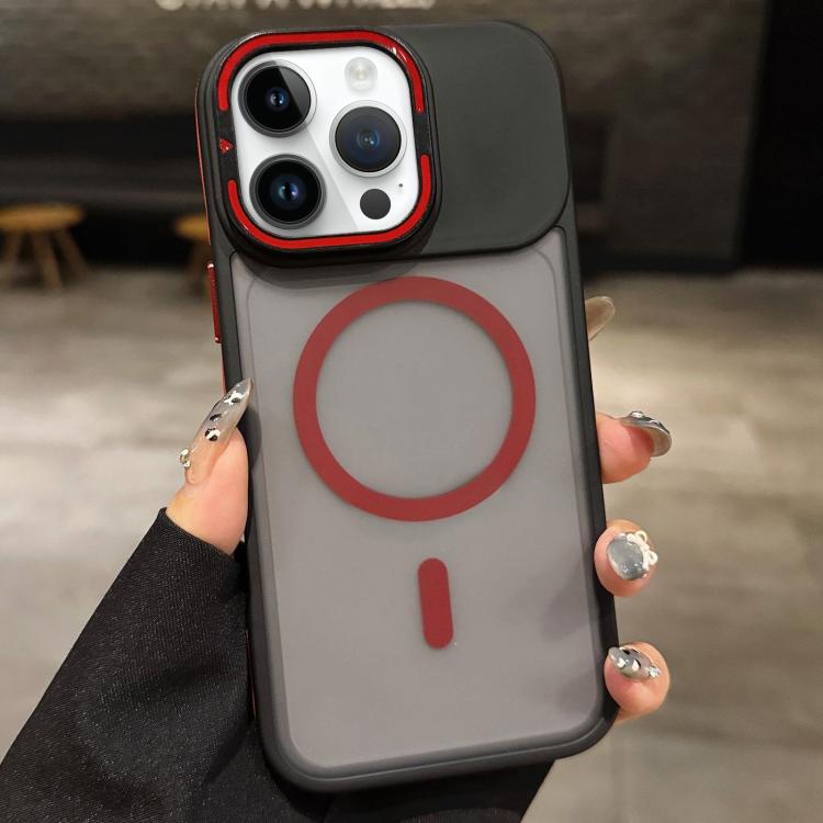 For iPhone 14 Pro Skin Feel Frosted Metal Lens Holder MagSafe Magnetic Phone Case