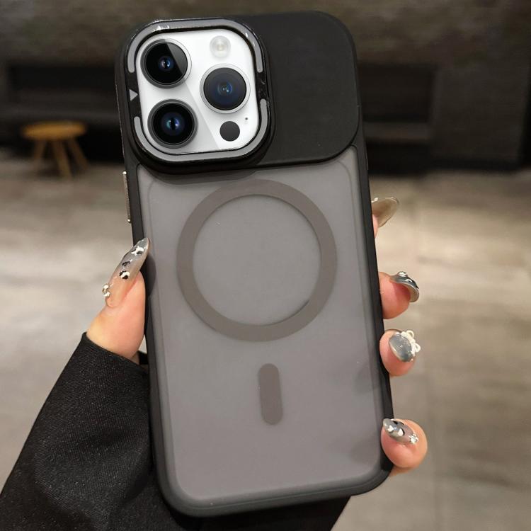 For iPhone 12 Pro Max Skin Feel Frosted Metal Lens Holder MagSafe Magnetic Phone Case