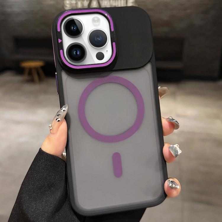 For iPhone 12 Pro Skin Feel Frosted Metal Lens Holder MagSafe Magnetic Phone Case