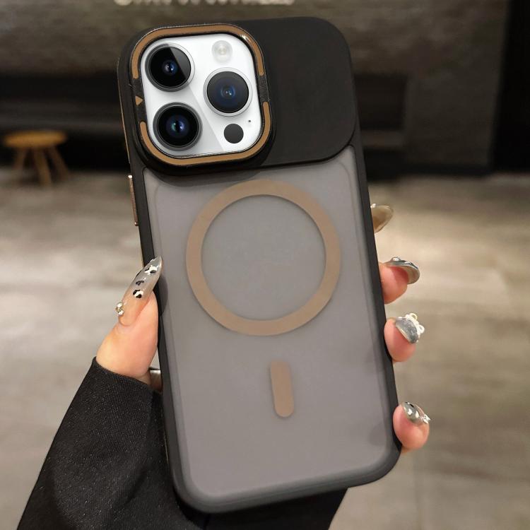 For iPhone 12 Pro Skin Feel Frosted Metal Lens Holder MagSafe Magnetic Phone Case