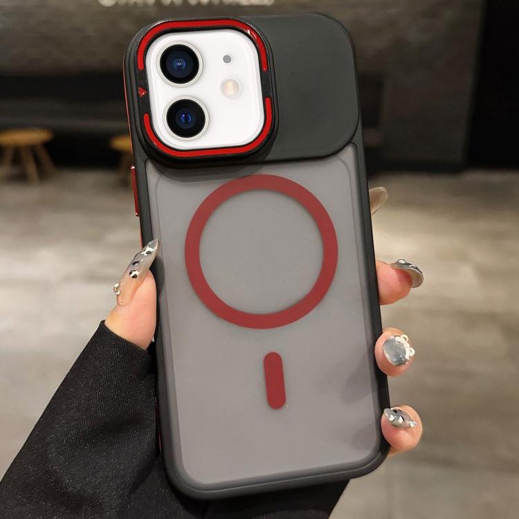 For iPhone 12 Skin Feel Frosted Metal Lens Holder MagSafe Magnetic Phone Case