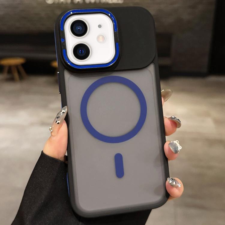 For iPhone 12 Skin Feel Frosted Metal Lens Holder MagSafe Magnetic Phone Case