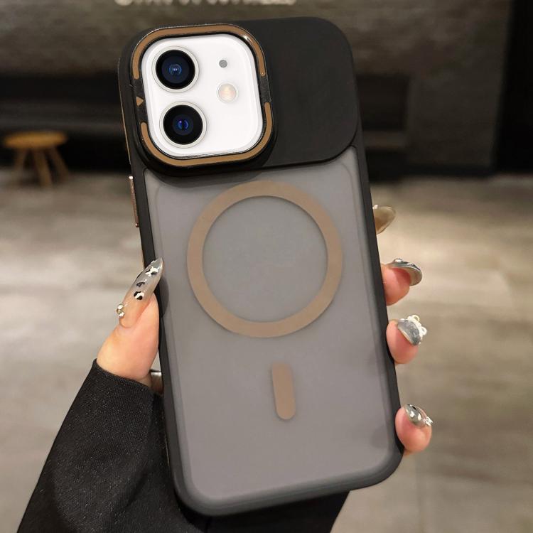 For iPhone 11 Skin Feel Frosted Metal Lens Holder MagSafe Magnetic Phone Case