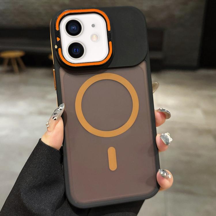 For iPhone 11 Skin Feel Frosted Metal Lens Holder MagSafe Magnetic Phone Case