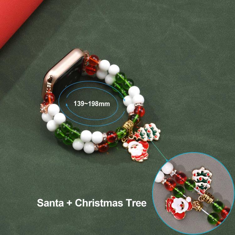 For Apple Watch 46mm / 49mm / 45mm / 44mm Width 20mm Christmas Beads Chain Watch Band - Red Green White