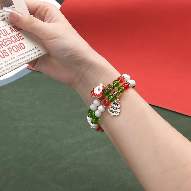 For Apple Watch 46mm / 49mm / 45mm / 44mm Width 20mm Christmas Beads Chain Watch Band - Red Green White