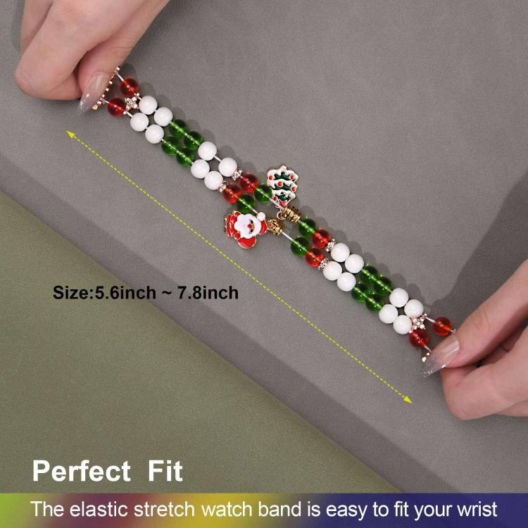 For Apple Watch 42mm / 41mm / 40mm / 38mm Width 20mm Christmas Beads Chain Watch Band - Red Green White