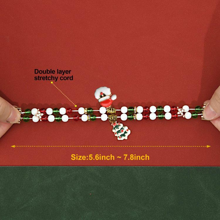 For Xiaomi Smart Band 10 / 9 / 8 Christmas Beads Chain Watch Band - Red Green White