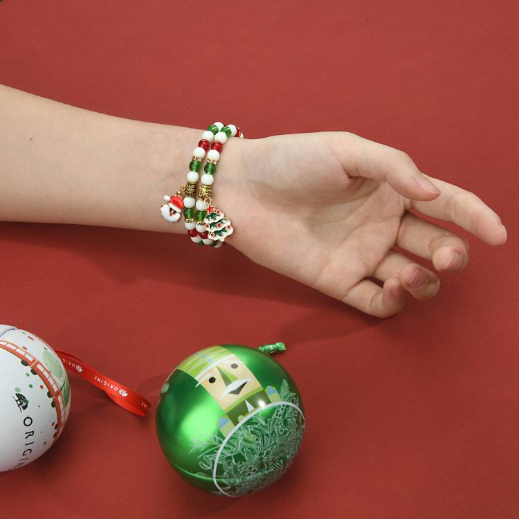For Xiaomi Smart Band 10 / 9 / 8 Christmas Beads Chain Watch Band - Red Green White