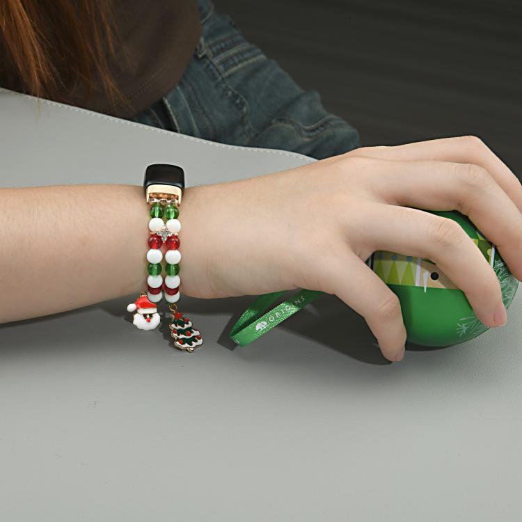 For Xiaomi Smart Band 10 / 9 / 8 Christmas Beads Chain Watch Band - Red Green White
