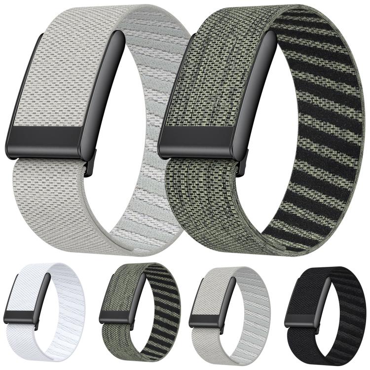 For WHOOP 5.0 Standard Version xDfind Black Buckle Sport Elastic Twill Pattern Nylon Watch Band