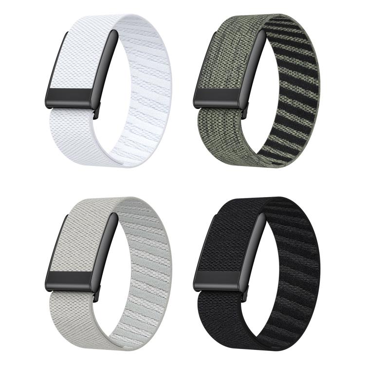 For WHOOP 5.0 Standard Version xDfind Black Buckle Sport Elastic Twill Pattern Nylon Watch Band