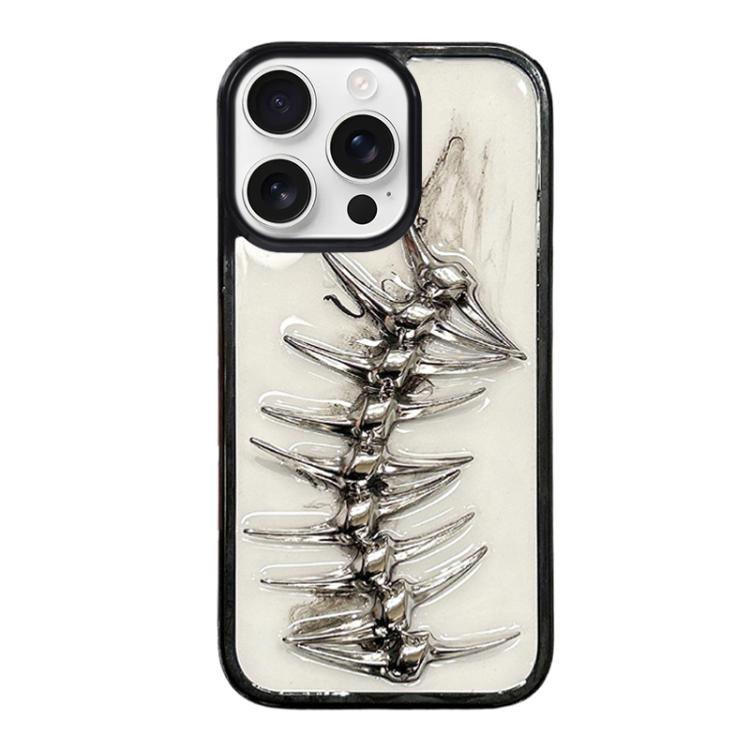For iPhone 16 Pro Epoxy Diffusion Fishbone Acrylic Phone Case - Transparent