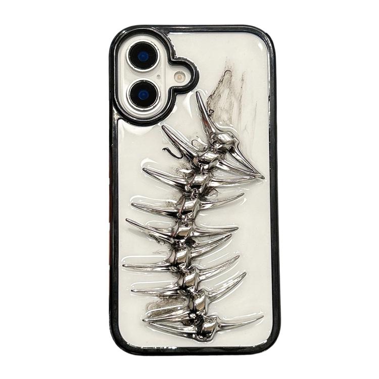 For iPhone 16 Plus Epoxy Diffusion Fishbone Acrylic Phone Case - Transparent