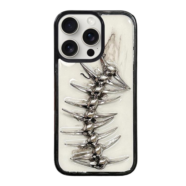 For iPhone 15 Pro Epoxy Diffusion Fishbone Acrylic Phone Case - Transparent