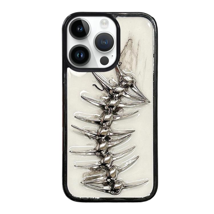For iPhone 14 Pro Max Epoxy Diffusion Fishbone Acrylic Phone Case - Transparent