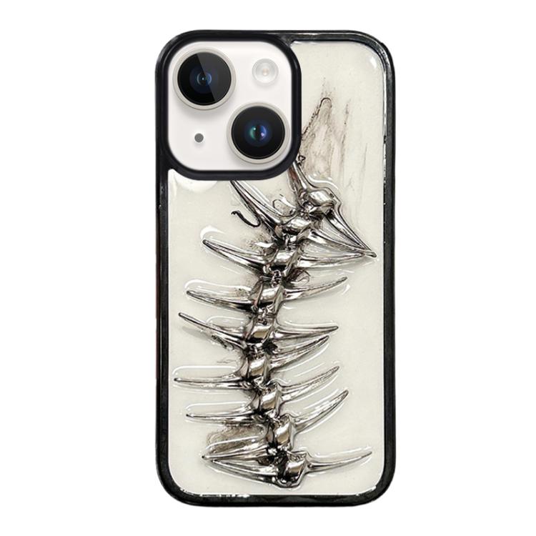 For iPhone 13 Epoxy Diffusion Fishbone Acrylic Phone Case - Transparent