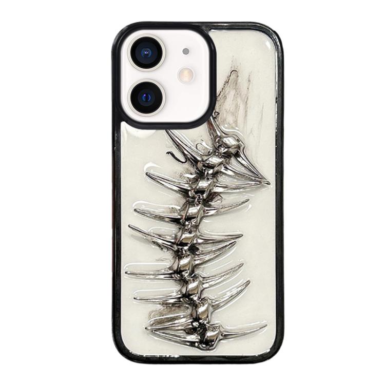 For iPhone 12 Epoxy Diffusion Fishbone Acrylic Phone Case - Transparent