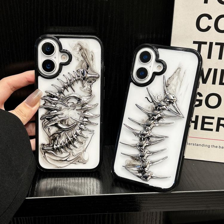 For iPhone 15 Pro Epoxy Diffusion Fishbone Acrylic Phone Case - Transparent