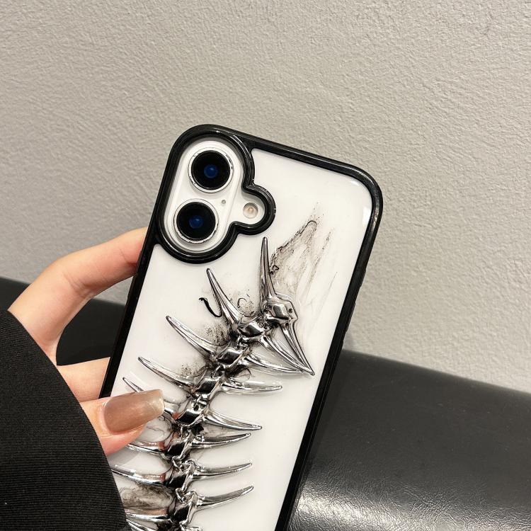 For iPhone 14 Pro Epoxy Diffusion Fishbone Acrylic Phone Case - Transparent