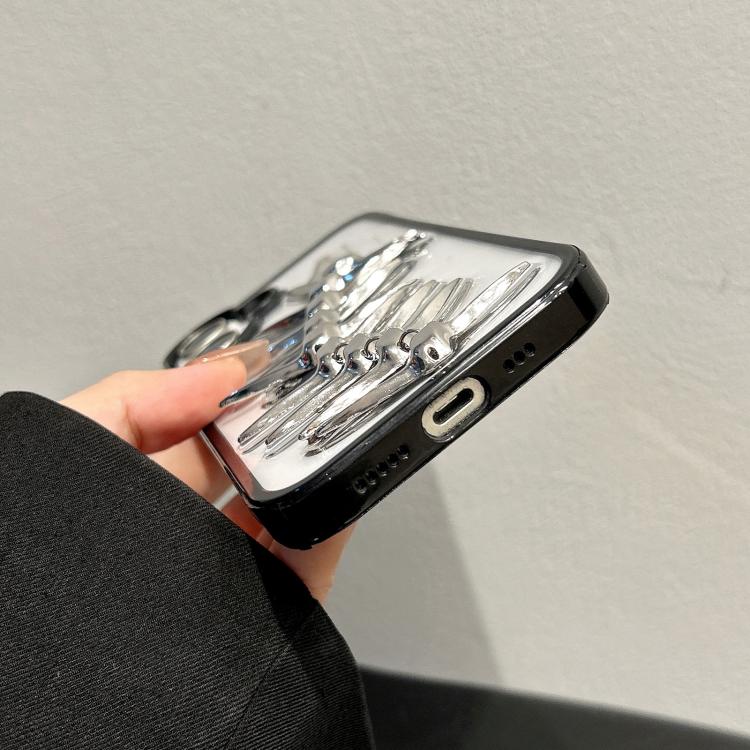 For iPhone 15 Pro Epoxy Diffusion Fishbone Acrylic Phone Case - Transparent