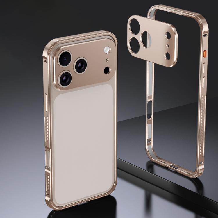 For iPhone 17 Pro Max Armor Dual-side Anti-slip Metal Frame Case with Lens Cover