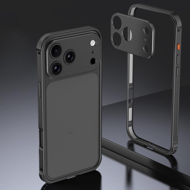 For iPhone 17 Pro Armor Dual-side Anti-slip Metal Frame Case with Lens Cover