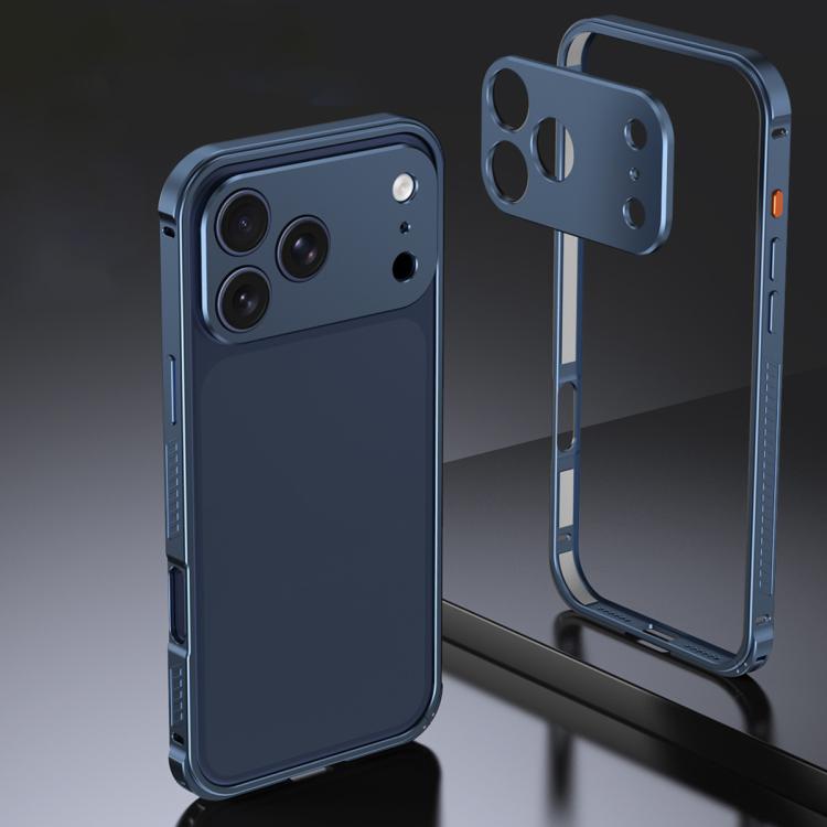 For iPhone 17 Pro Armor Dual-side Anti-slip Metal Frame Case with Lens Cover