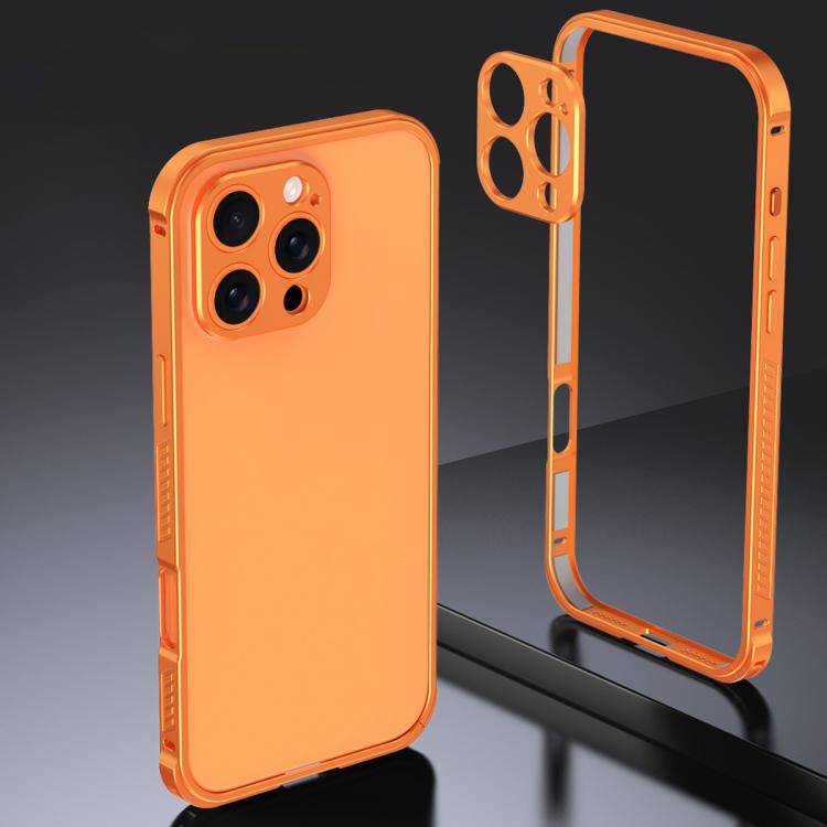 For iPhone 16 Pro Max Armor Dual-side Anti-slip Metal Frame Case with Lens Cover