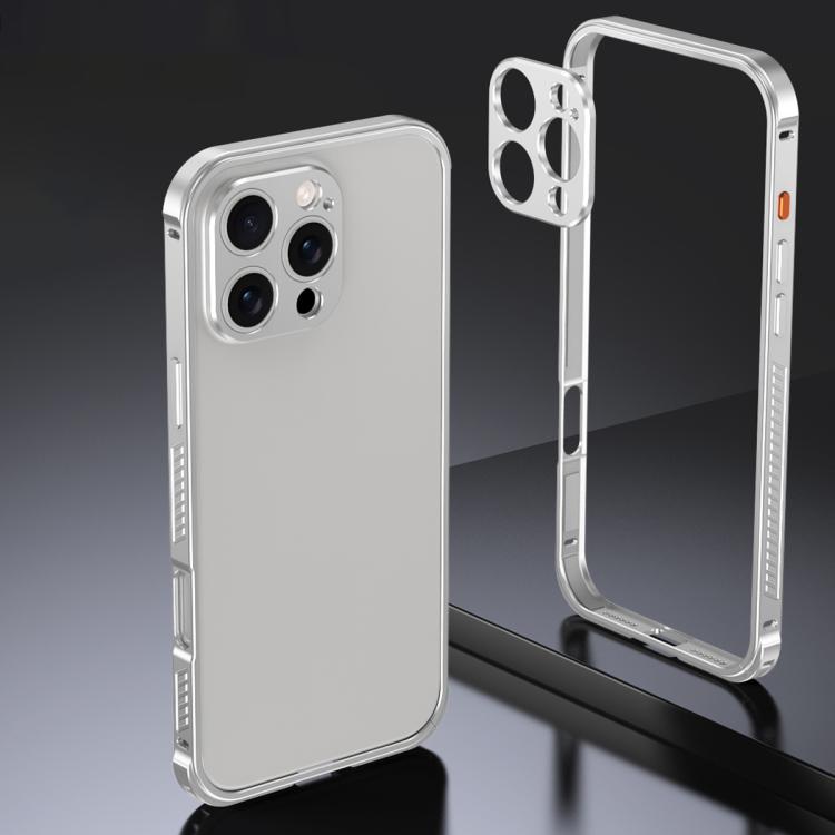 For iPhone 16 Pro Max Armor Dual-side Anti-slip Metal Frame Case with Lens Cover