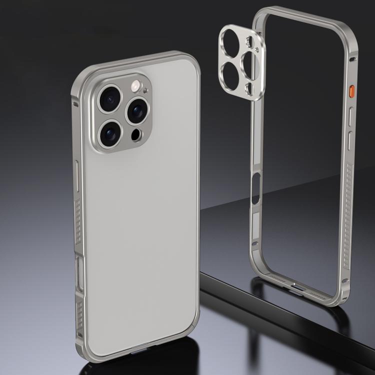 For iPhone 16 Pro Max Armor Dual-side Anti-slip Metal Frame Case with Lens Cover