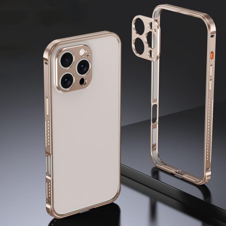 For iPhone 16 Pro Max Armor Dual-side Anti-slip Metal Frame Case with Lens Cover