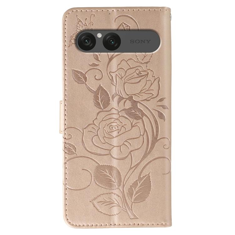 For Sony Xperia 10 VII Rose Butterfly Embossed Leather Phone Case