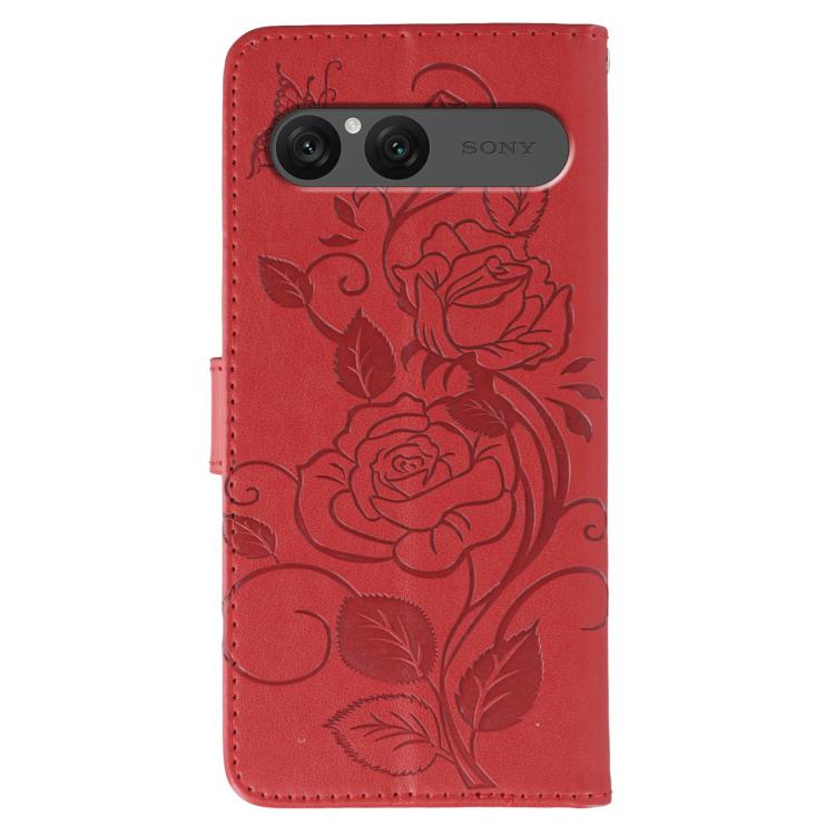 For Sony Xperia 10 VII Rose Butterfly Embossed Leather Phone Case
