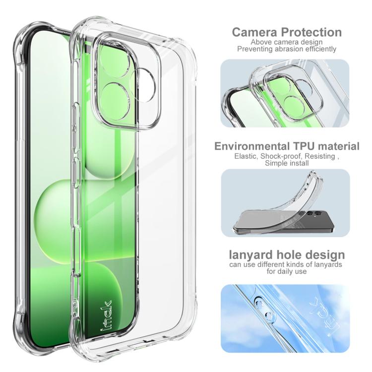 For Honor 600 Lite 5G Global imak Shockproof Airbag TPU Phone Case - Transparent