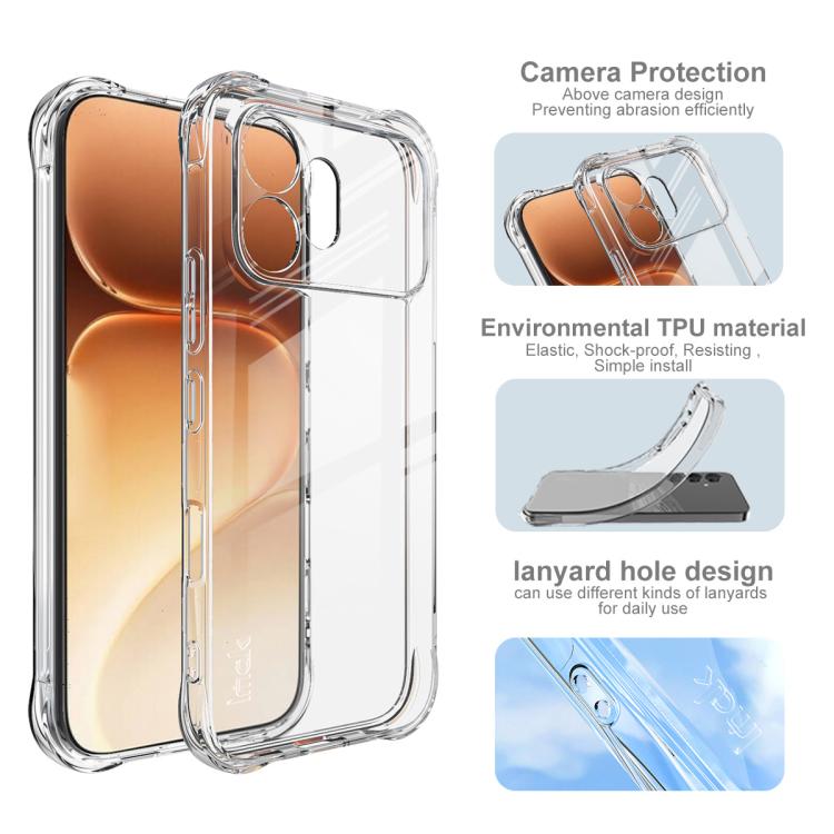For Honor 600 Global imak Shockproof Airbag TPU Phone Case - Transparent