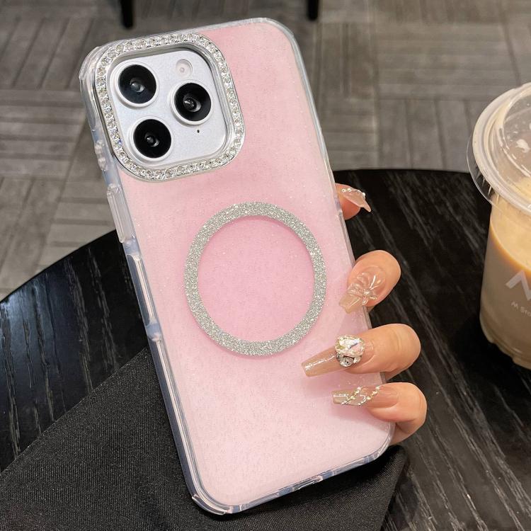 For iPhone 11 Pro Max Rounded Edge Semi-transparent Glitter MagSafe Phone Case