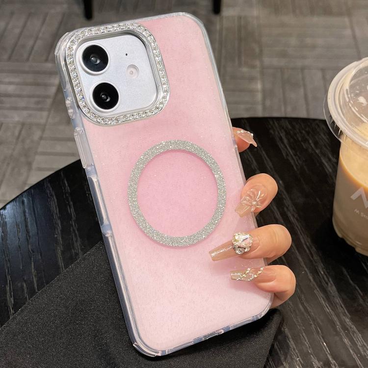 For iPhone 12 Rounded Edge Semi-transparent Glitter MagSafe Phone Case