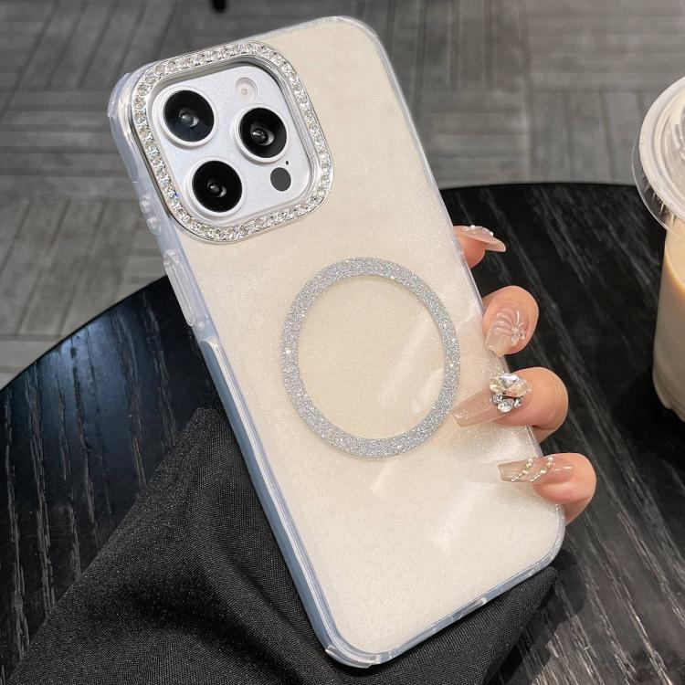 For iPhone 13 Pro Max Rounded Edge Semi-transparent Glitter MagSafe Phone Case