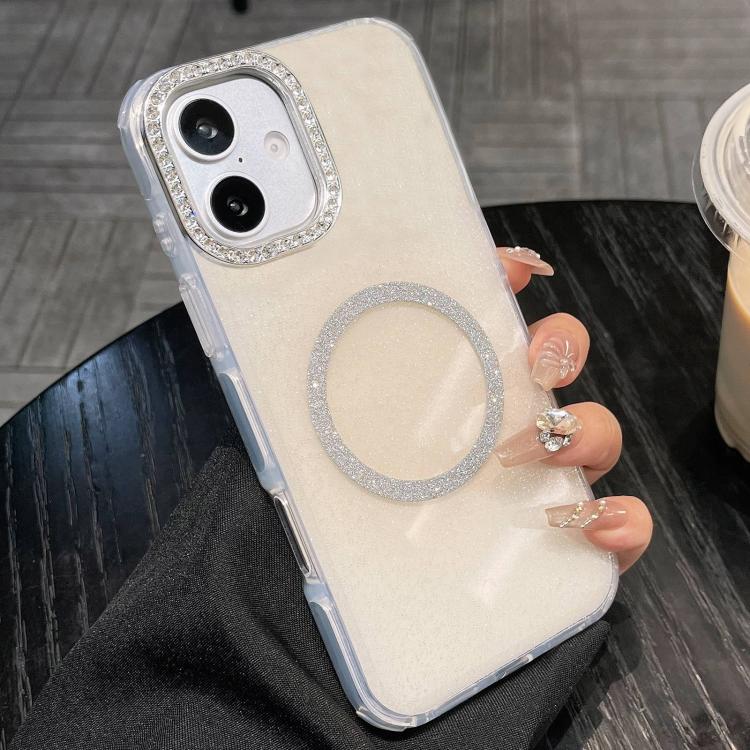 For iPhone 17 Rounded Edge Semi-transparent Glitter MagSafe Phone Case