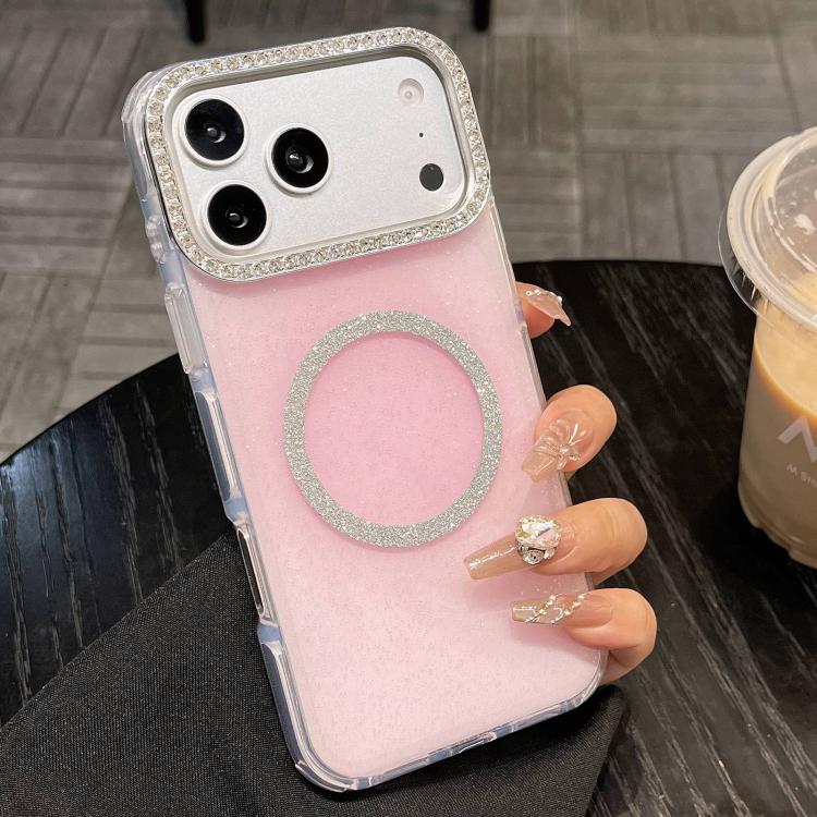For iPhone 17 Pro Max Rounded Edge Semi-transparent Glitter MagSafe Phone Case