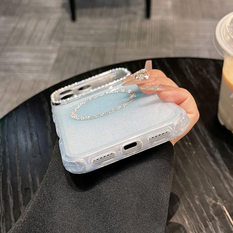 For iPhone 14 Pro Rounded Edge Semi-transparent Glitter MagSafe Phone Case