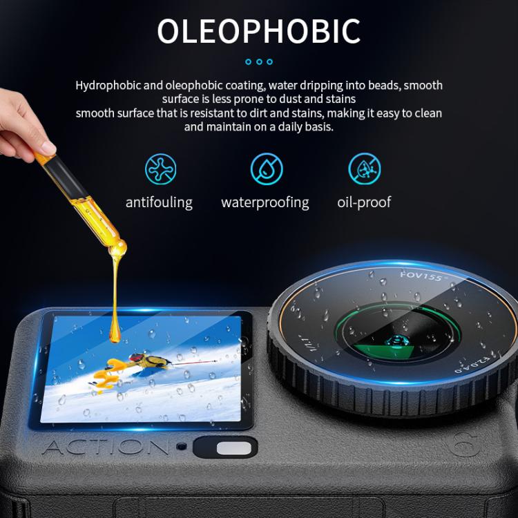For DJI Osmo Action 6 STARTRC 3 in 1 Lens Protector Front and Rear Screen Tempered Glass Films - 2 Sets