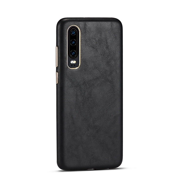 For Huawei P30 Lambskin Texture Four-Corner Full Coverage Leather + Metal Protective Case