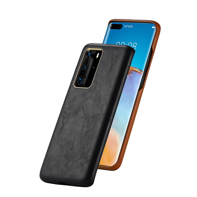 For Huawei P40 Lambskin Texture Four-Corner Full Coverage Leather + Metal Protective Case