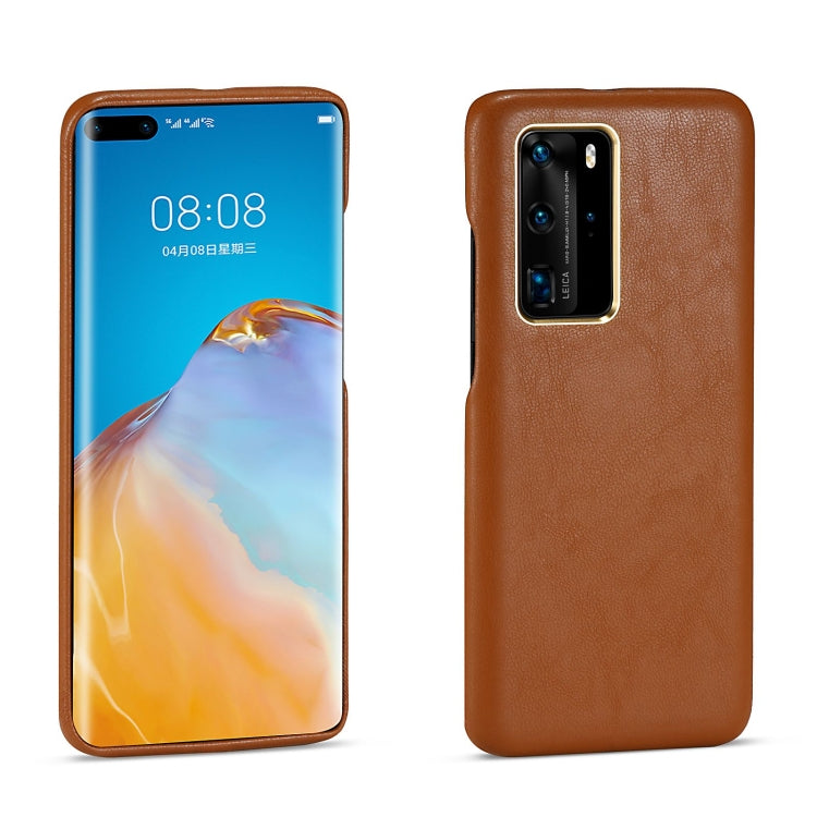 For Huawei P40 Lambskin Texture Four-Corner Full Coverage Leather + Metal Protective Case