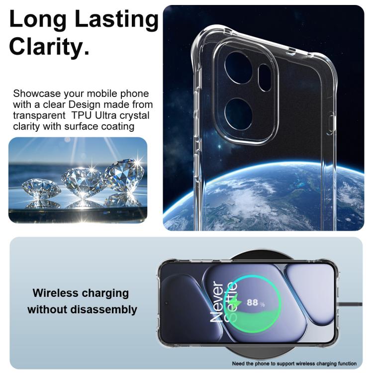 For OnePlus Ace 6 / 6T / 15R imak Shockproof Airbag TPU Phone Case - Transparent