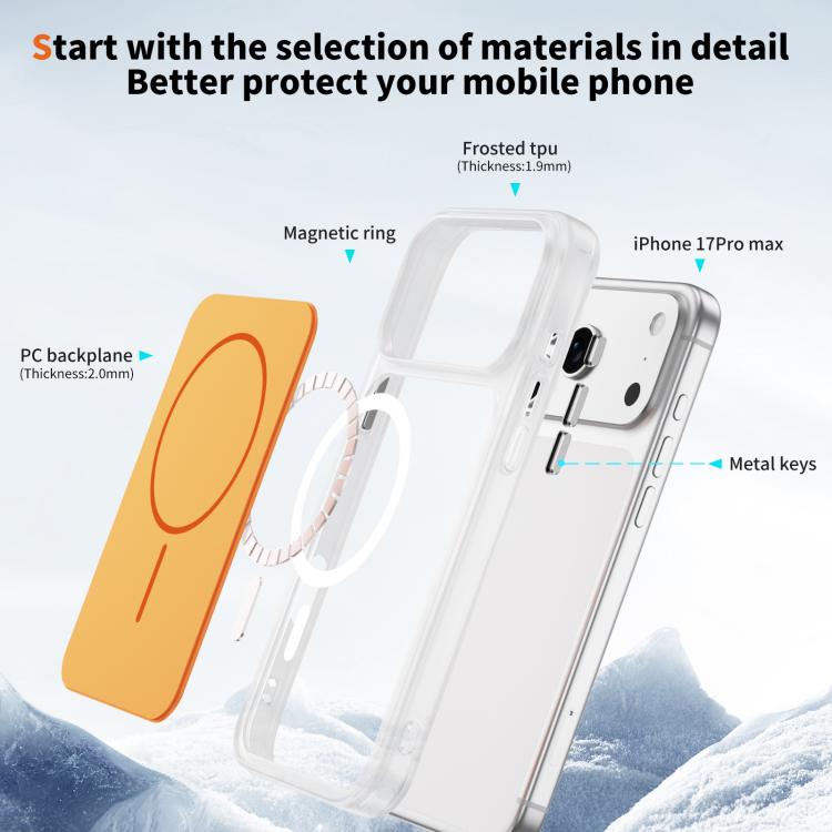 For iPhone 17 Pro Max Crystal Frosted Skin Feel Magnetic MagSafe Phone Case
